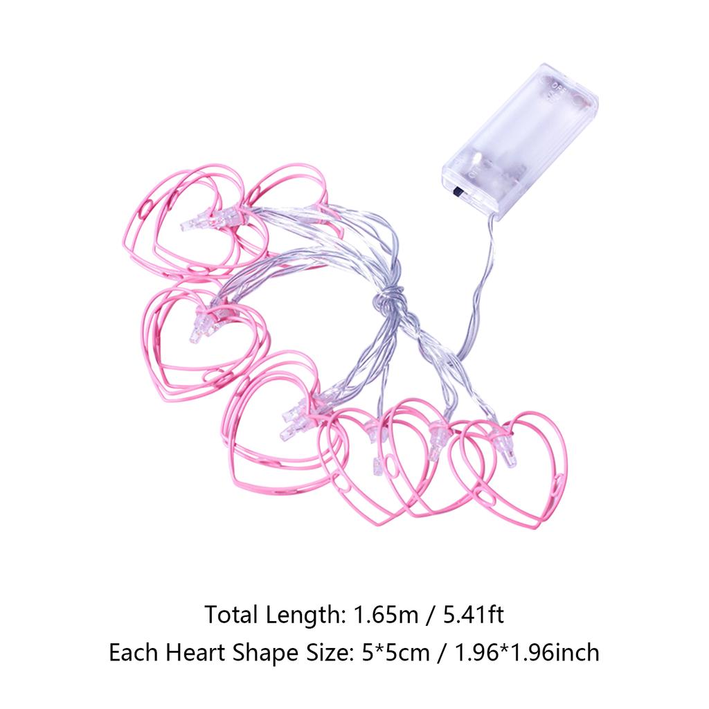 10 LEDs Heart Shape String Light 1.65m 5.41ft Battery Operated Fairy Lights Warm White String Lights for Bedroom Party