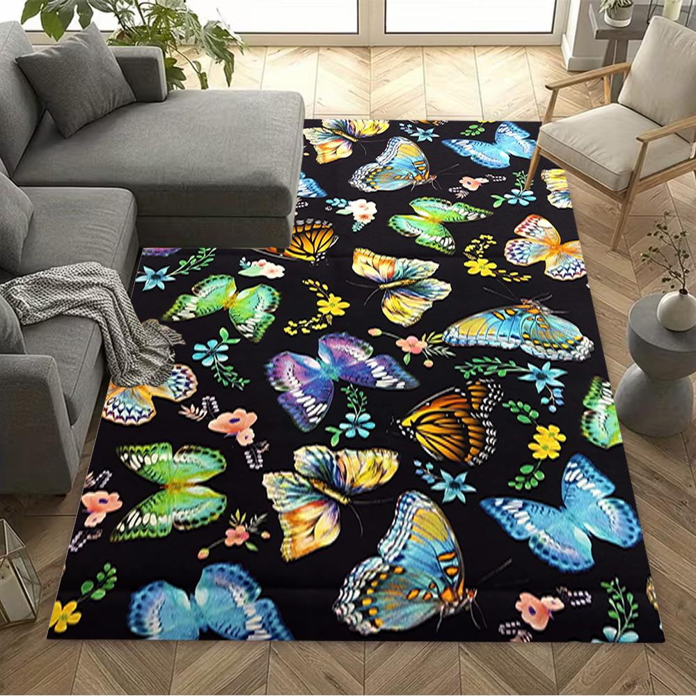 1pc Butterfly Design Home Carpet Non-slip Office Decor Gift Living Room Bedroom