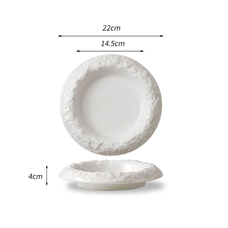 Rock Texture Ceramic Plate Thick Soup Plate Salad Plate Pasta Plates Rice Bowl Dessert Bowl Restaurant Specialty Tableware