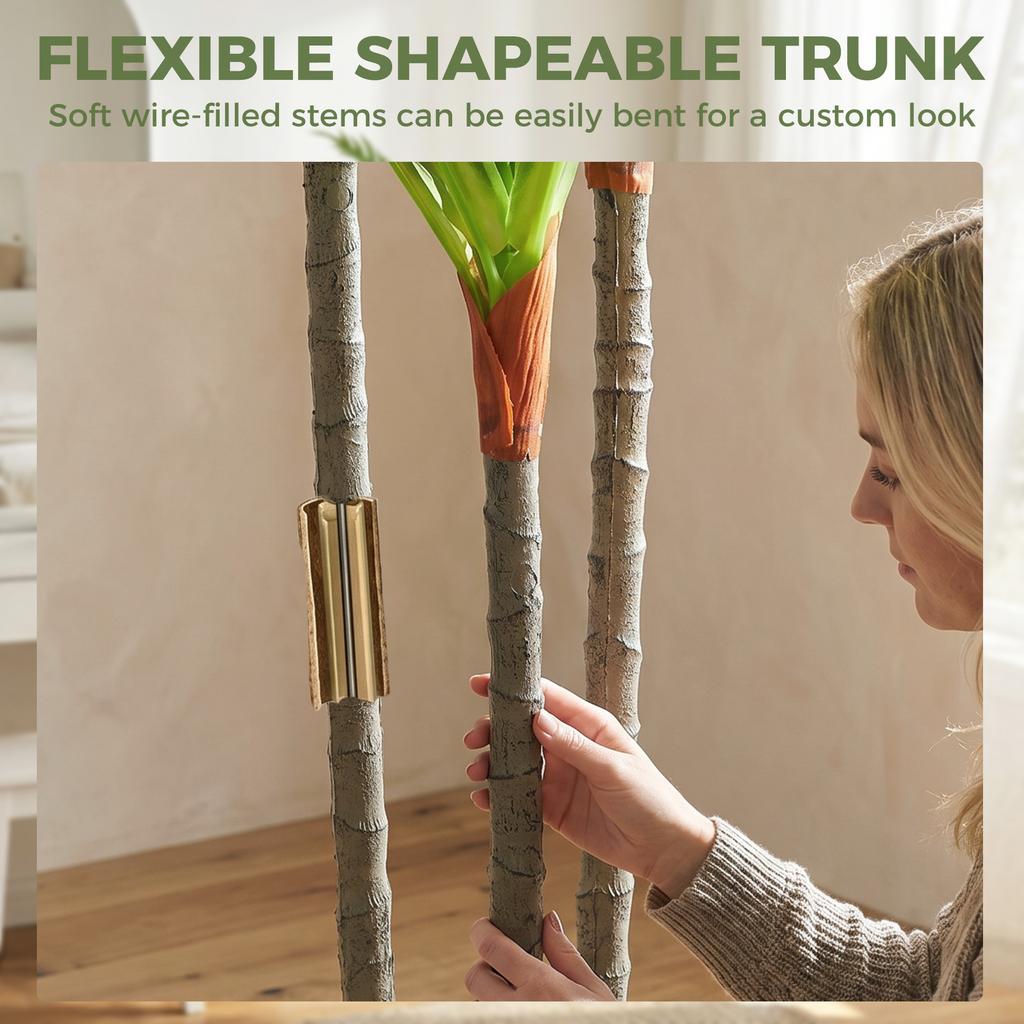 90cm Artificial Dracaena Trees Set of 2 Bendable Trunks, Green