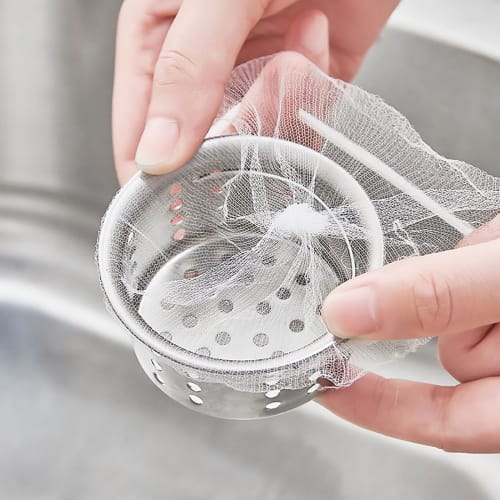 CHANJIF Drain Net, Disposable Kitchen Drainer, Large Capacity with Storage Box, for Drains, Bathrooms, Kitchens, and Sinks, Cleaning, Hair Removal In