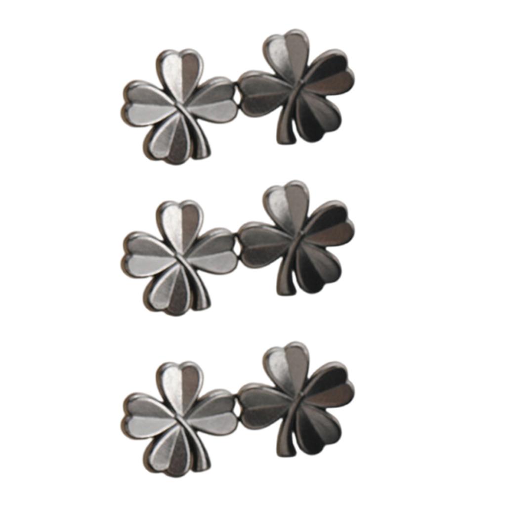 3/6Pieces Clover Waist Tighten Pin for Pants Jeans Metal Waist Cinching Button Clasp Waist Brooch Clip Waist Fitness Pin