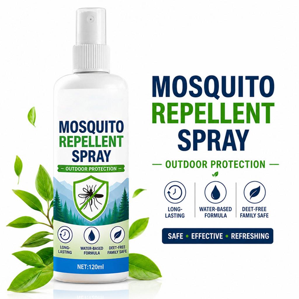 Spray Repellente per Zanzare 120ml Formula a Base d'Acqua Protezione Esterna a Lunga Durata Senza DEET Sicuro per la Famiglia Repellente per Insetti