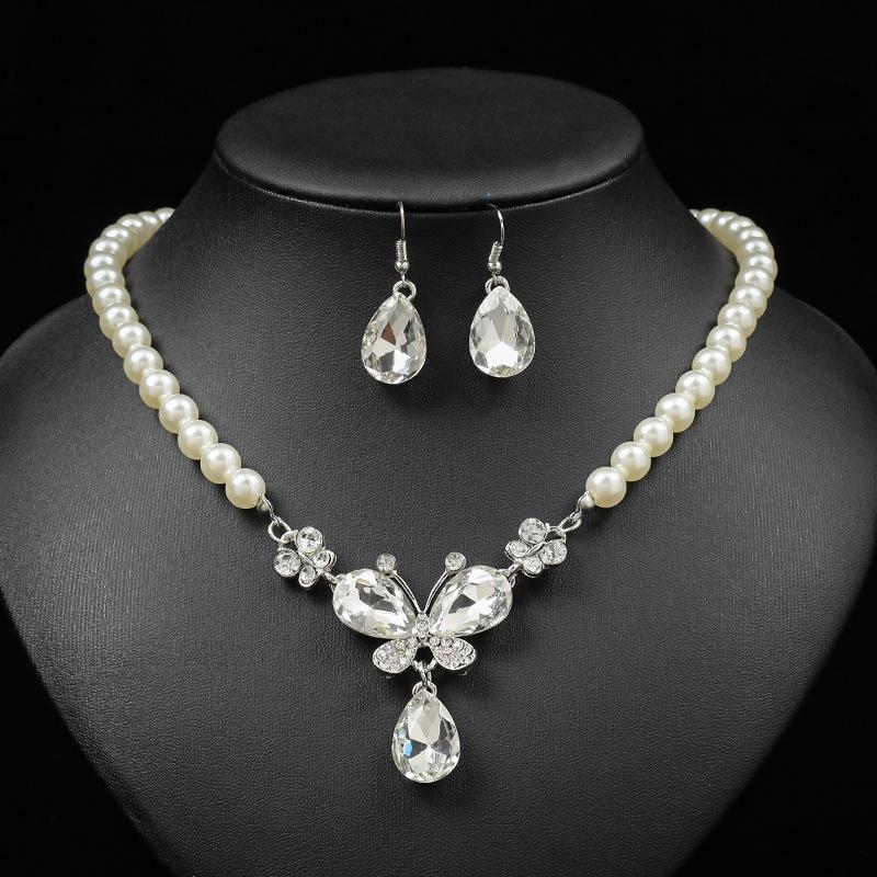 3pcs Luxury Bridal Zircon Zircon Zircon Set Collarbone Necklace Earrings Light Luxury Wedding Accessories for Bride