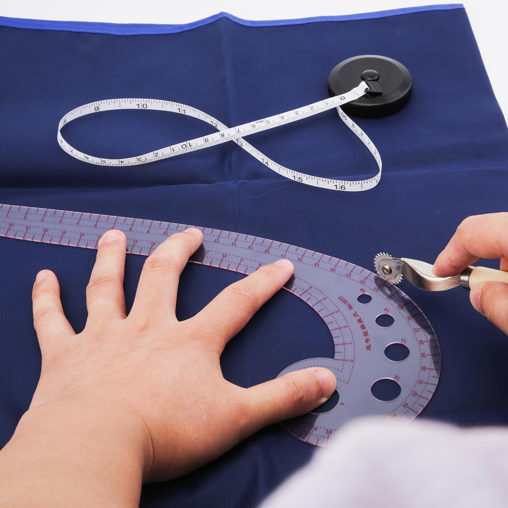 Clothing Patterning Ruler Sew French Curve Ruler Metric Shaped Plastic Sewing Tools Include Curve/Triangular Rule Tracing Wheel for Beginners
