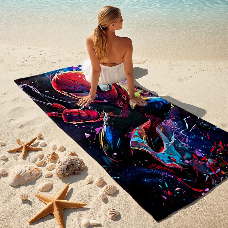 Spider-Man beach towel Outdoor camping Beach towel for vacation swim Outdoor pool Absorbent bath towel