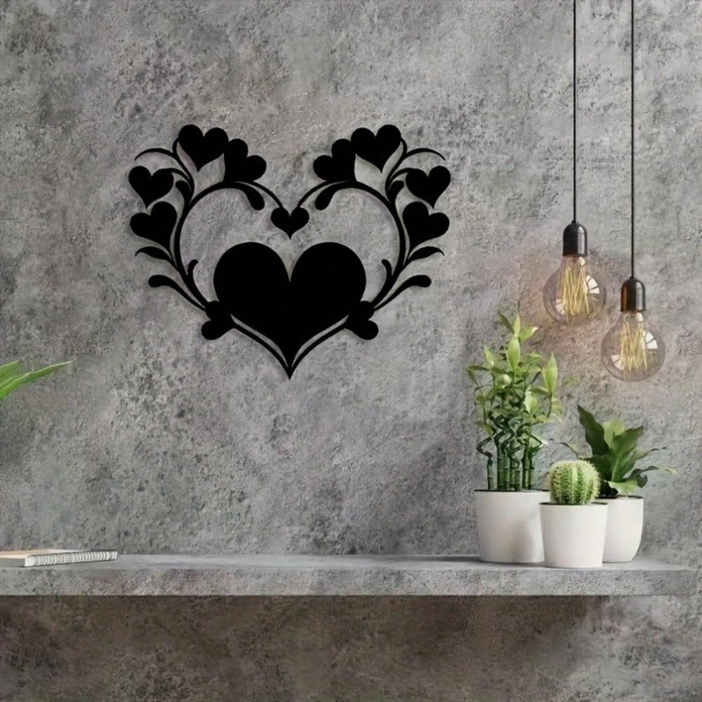Romantic Floral Heart Metal Wall Art, Perfect for Bedroom Decor, Wedding Anniversary Housewarming Gift, Timeless Love Theme