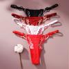 European Exquisite Butterfly Embroidered Thong Sweet Flower Perspective Lingerie Women Sexy Adjustable Briefs