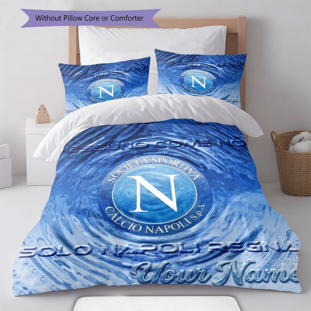 SSC Napoli Custom Name Pattern Bedding,Quilt Set Quilt Cover Pillowcase Home Birthday Gift(1 * duvet cover + 2 * pillowcase, without core)