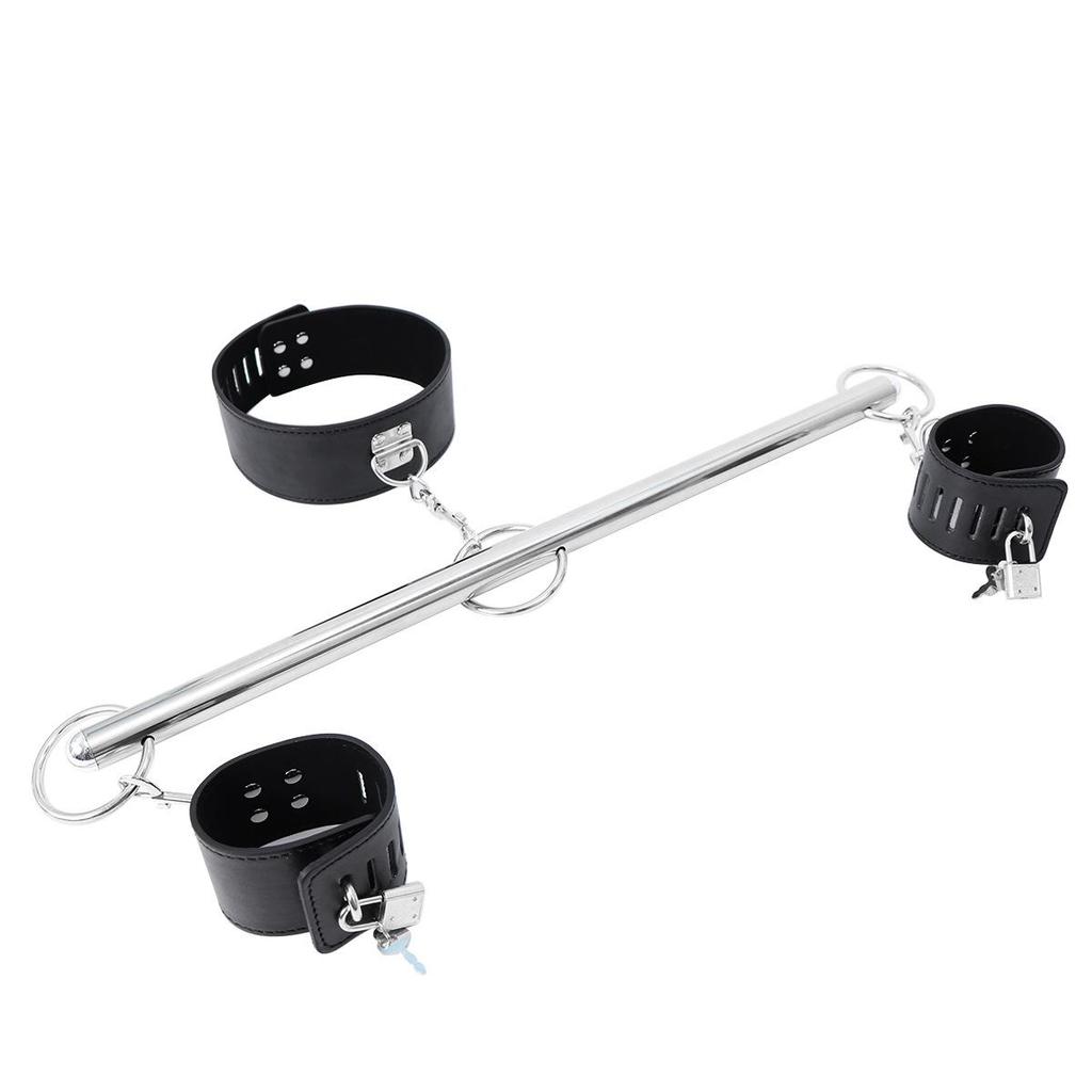 SM Restraint Kit with Locking Leather Handcuffs and Neck Rod