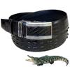 [vinacreations] Black Crocodile Belt, Long, No Holes, Automatic Buckle, Men's Crocodile Leather Belt, Business Belt, Large Size, Gentleman's Luxury, B