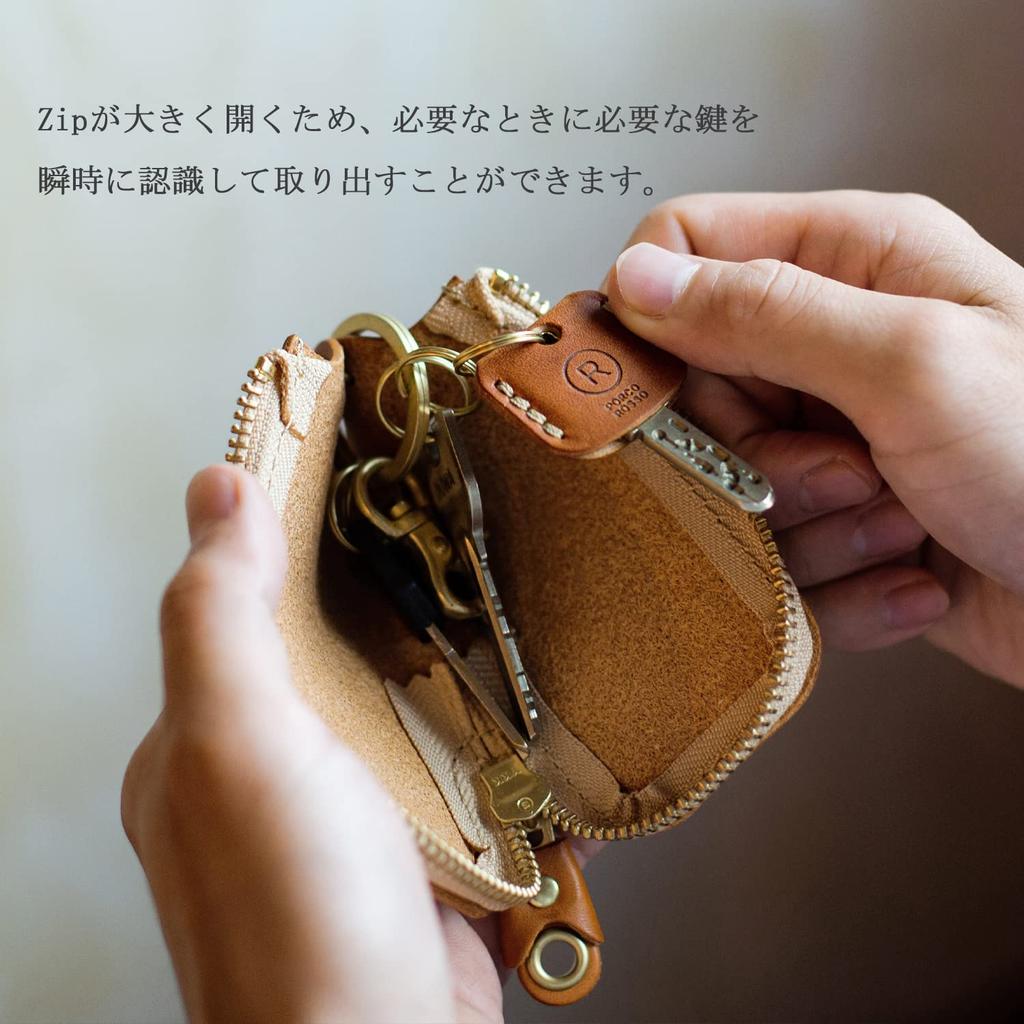 Porco Rosso Smart Key Case for Men and Genuine Tochigi Smart Key Leather Made in Red Women, Leather, Holder, Zipper, Japan, [sokunou]