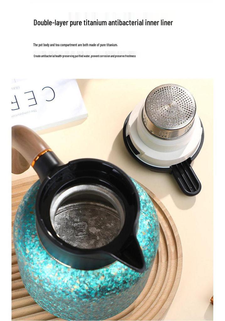 Huaxiang Smart Titanium Tea Pot with Temperature Display - Large Capacity, Insulated for Stewing and Brewing Tea.