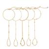 Niche Gentle Style Golden Beaded Finger-connected Bracelet, Integrated Ring Bracelet
