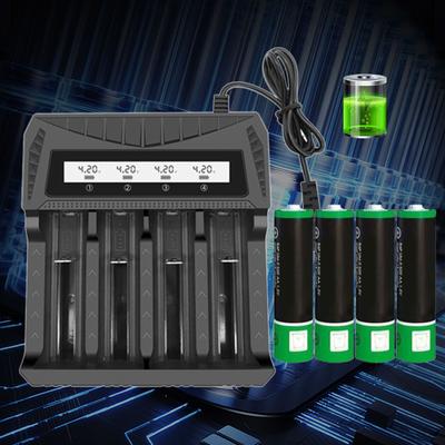 USB Rechargeable 18650 Battery Charger with LCD for 18650 and Rechargeable AA/Triple A Battery Independent Charging Slot