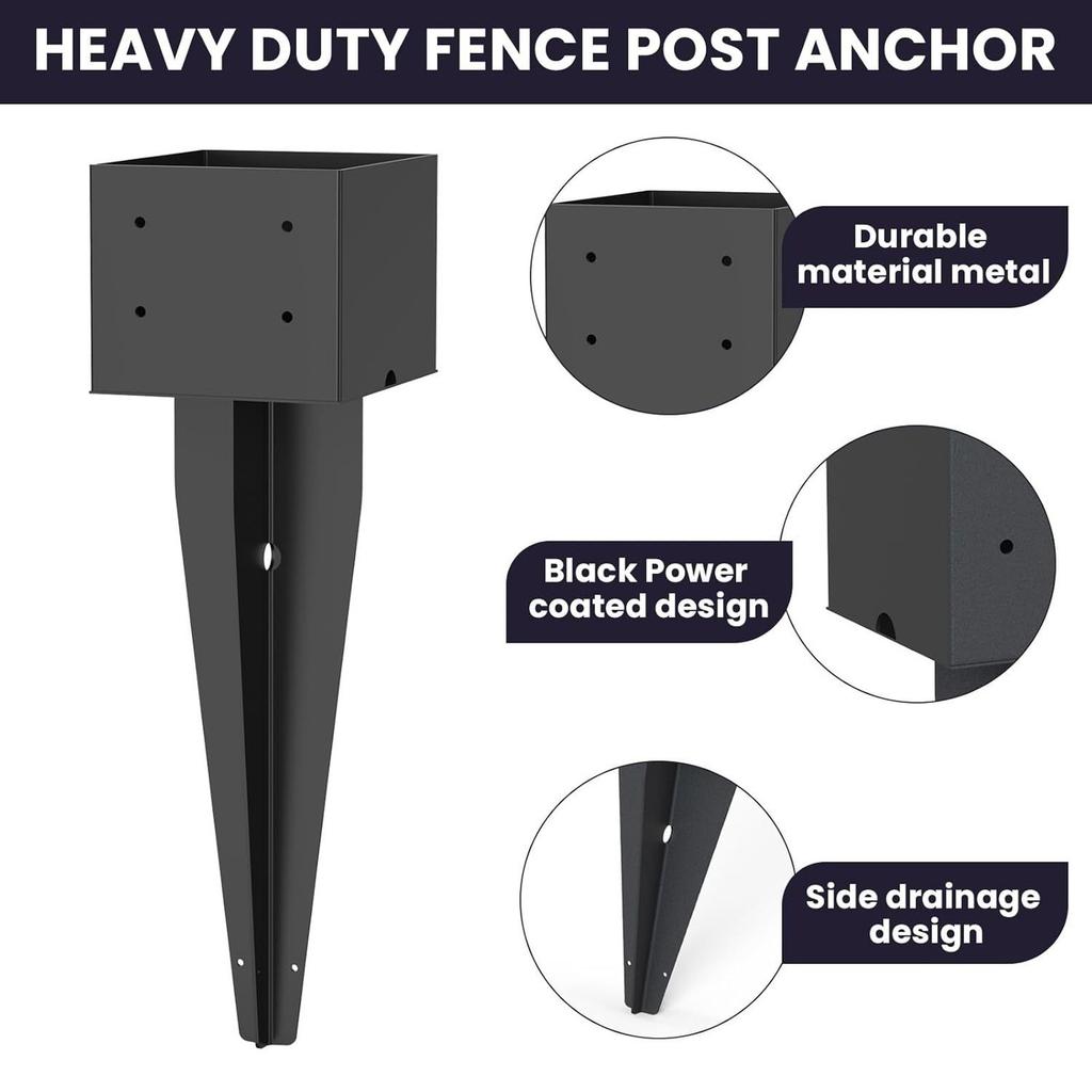 4x4 Zaunpfahlanker Poder Coated eal Bodenanker Fi 3,5x3,5 Holzpfahl, Packung mit 8, 36,