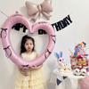 Pink Big Heart Photo Frame Balloon - Aluminum Film Birthday Decoration for Children's Party, First Birthday Photo Props
