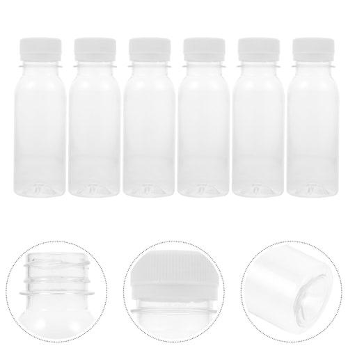 Operitacx 6-Pack 100ml Clear Juice Bottles with Lids, Plastic Juice Containers with Caps, Reusable Empty Bottles for Milk, Drinks, Liquids, Water, and