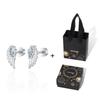 Crushed Ice Blue Winged Titanium Zirconia Stud Earrings - Unisex Cartilage Jewelry