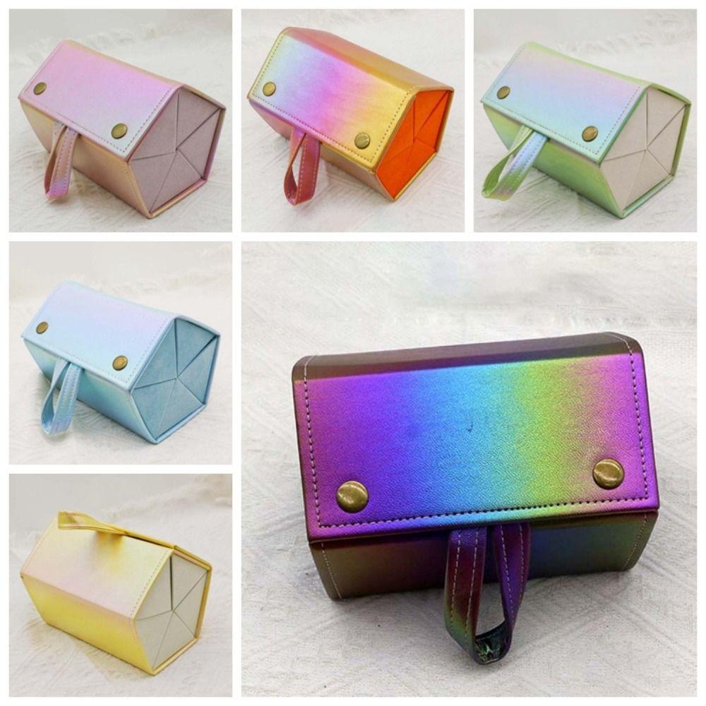 Magnetic Button Five Lattice Glasses Storage Box Portable Glasses Protective Case Work