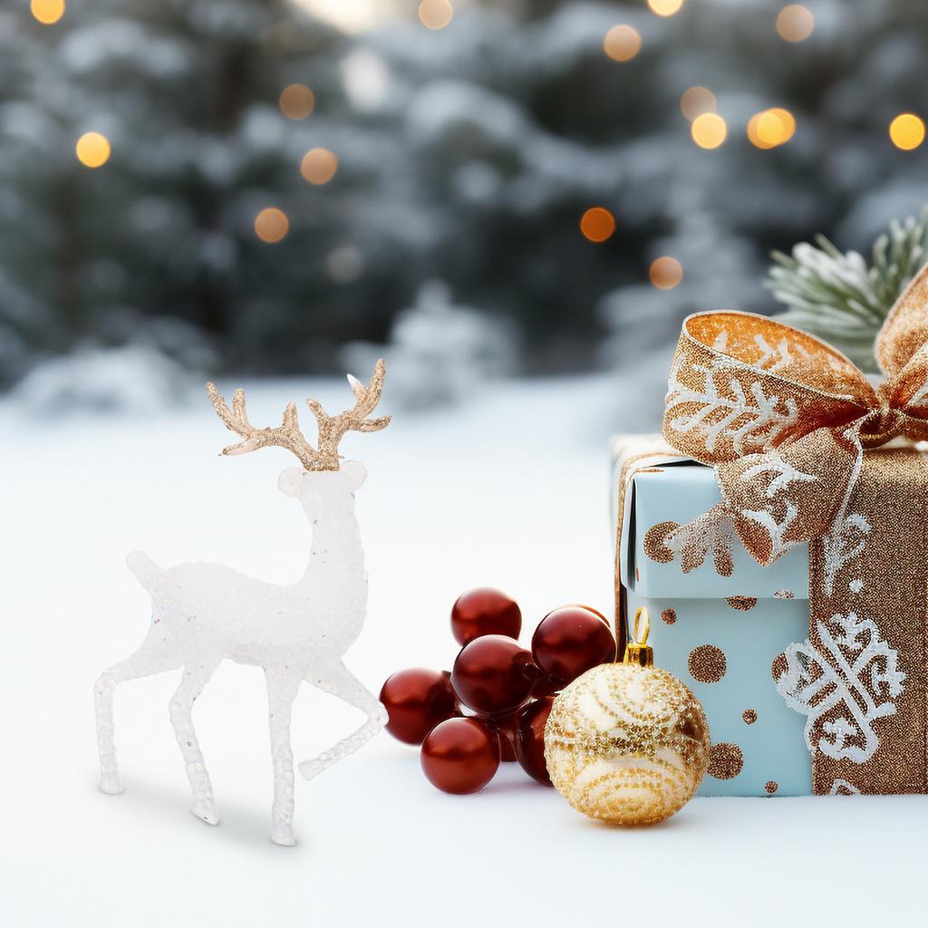 6Pcs Christmas Reindeer Decorations Adorable Elk Statues Plastic Xmas Standing Deer Ornaments Party Tabletop Holiday Decor