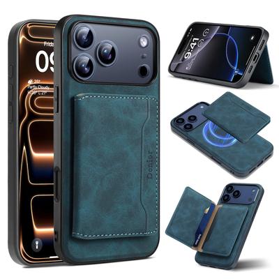 DENIOR D13 Für iPhone 17 Pro Max Magnetische Hülle Kartenhalter Lederbeschichtetes PC + TPU Handyhülle