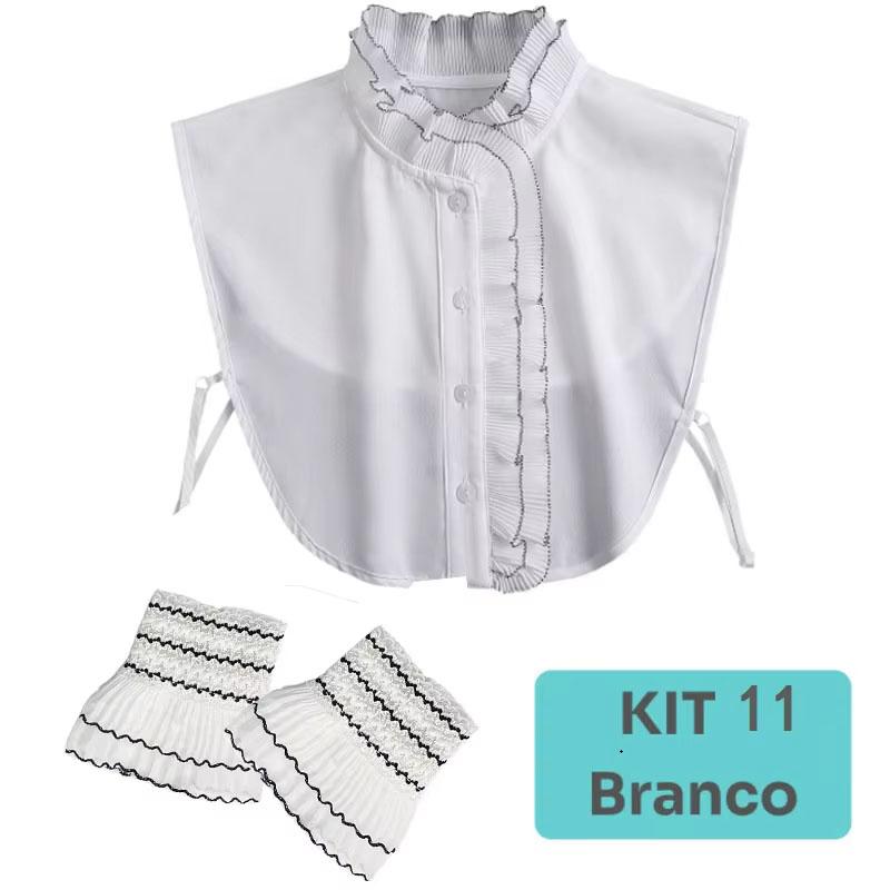 White Big Lapel Fake Collar And Black Detachable Cuff Lace False Collar Stand Removable Faux Col for Women Half Shirt Accessory