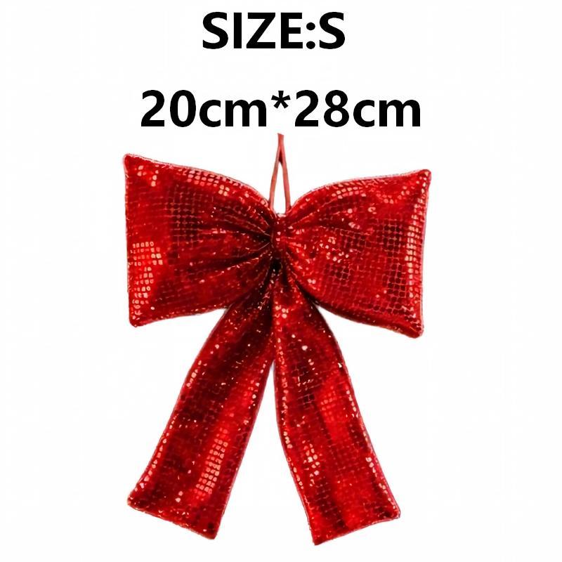 Hanging Christmas Sequin Bow Retro Exquisite Christmas Tree Ornament Sparkling Wreath Garland Bow Merry Christmas