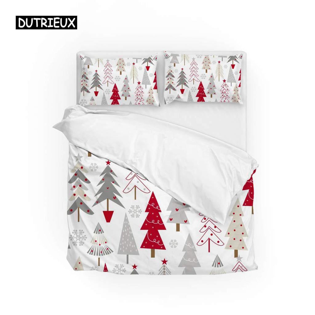 Christmas Comforter Cover Kit, Snowman with Santa Hat In The Garden with A Gift Box and Candle Cartoon Image Sturdy Polyester Sleep Bedding Kit