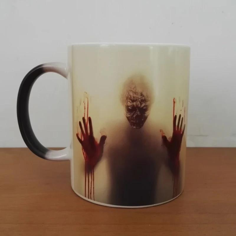 The Walking Dead Coffee Mugs, Heat Color Changing, Milk Tea Cup, Magic Mug, Zombie Head, Halloween Surprised Gift, Drop Shipping