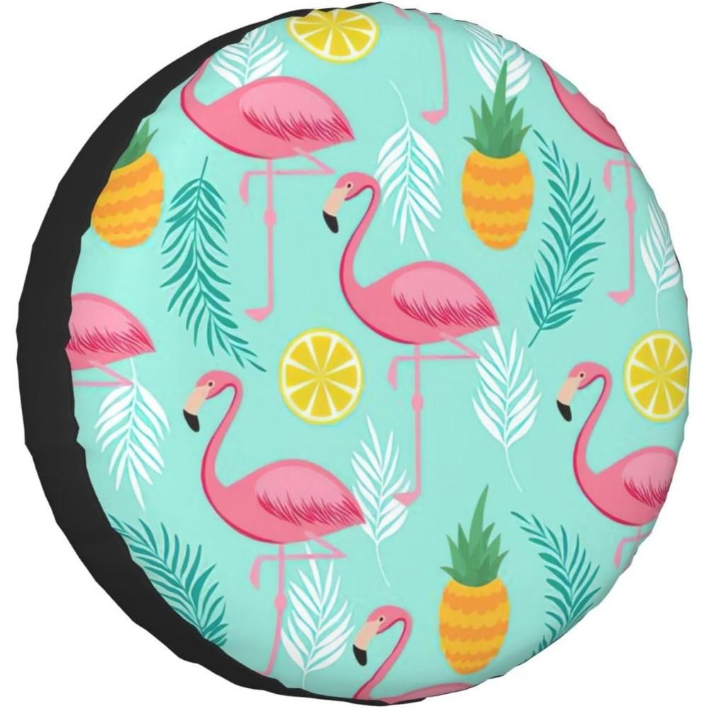 Flamingo Pineapple Tropical Spare Tire Cover Waterproof Dustproof Protector for SUV Truck