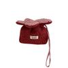 Sweet Flower Women's Plush Crossbody Bags Fashion Plaid College Girls Drawstring Shoulder Bag Cute Floral Small Purse Handbags