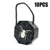 1/10Pcs Halloween Spider Web Paper Gift Box Rope Handle Candy Bucket For Kids Trick Or Treat Party Favor Decor Container
