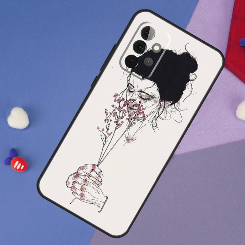 Black Aesthetic Skeleton Digital Art Case For Samsung Galaxy A14 A56 A36 A26 A16 A06 A54 A34 A12 A32 A52 A13 A33 A53 A15 A35 A55