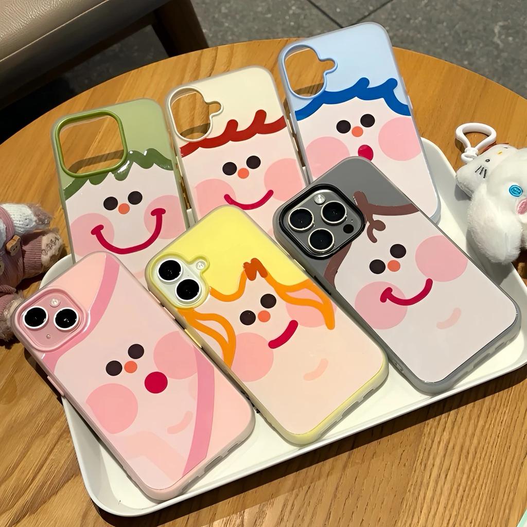 Cute square face expression applies to iPhone16/17promax mobile phone case Apple 15 skin matte 13/14 set