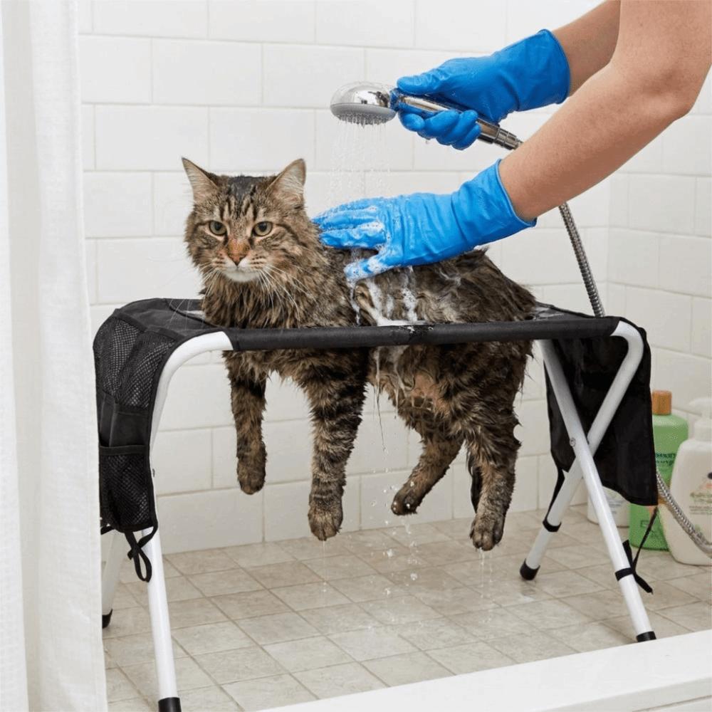 Quick-Dry Mesh Pet Grooming Table Non-Slip Dog Grooming Hammock Pet Washing Rack Hair Brushing
