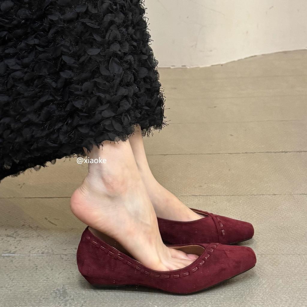 French Woven Square Head Single Shoes Women's Shoes Autumn and Winter Evening Breeze Light Mouth Low Heel Mary Jane Shoes Commuter Versatile Ladyshoes