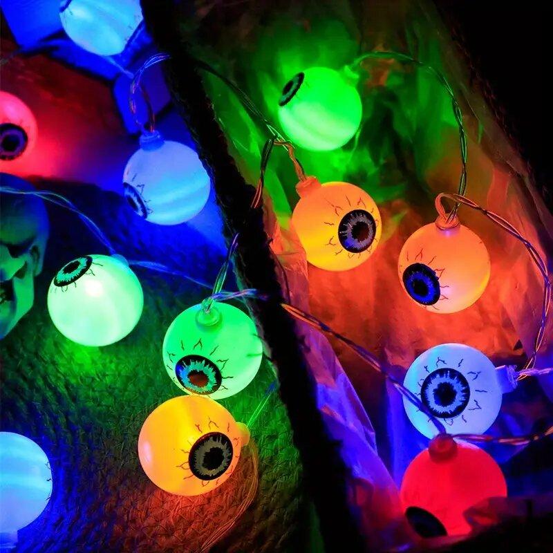 1PC Halloween Eyeball LED Lights Battery Powered Decoration String Lamps Haunted House Bar Holiday Party Spooky Lighting