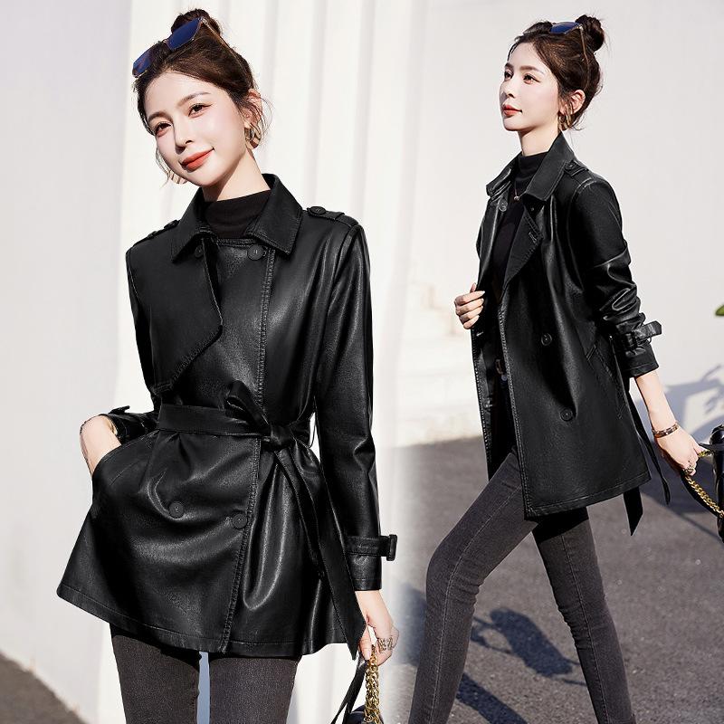 

Куртка из натуральной кожи женская, новая, весна-осень, облегающая, модная, женская, из овчины, ветровка средней длины 3XL