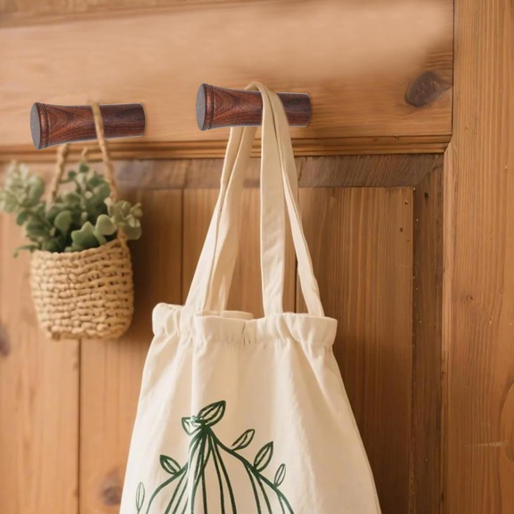 Wood Wall Hooks 2-Piece Wooden Entryway Hooks Towel Rack Rustic Decor Holder Storage Hanger for Bag Hat Backpack Scarf Clothes