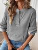 2025 Autumn/Winter Women's Solid Color Fashion Button Loose Long Sleeve T-shirt Top – European and American Style