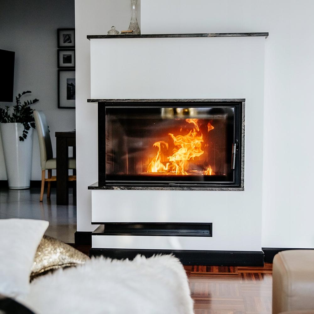 Steel Fireplace KRATKI LUCY SLIM Left 10 kW Ø 160 Black Thermotec