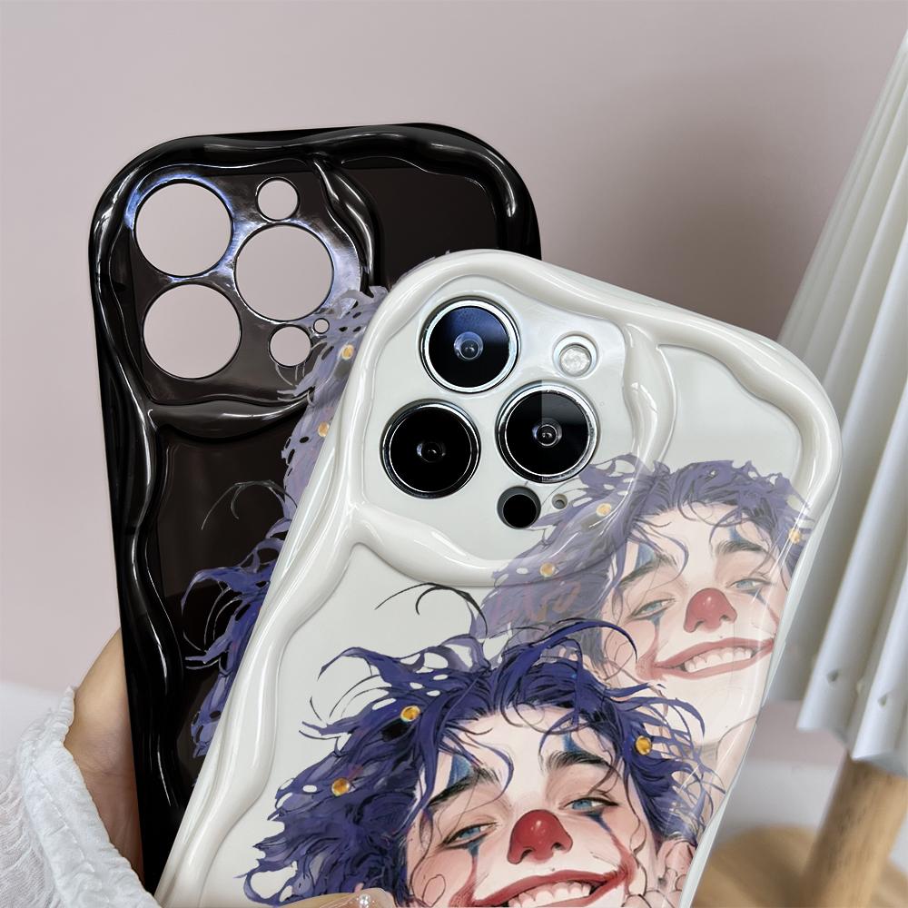 Kreslený vzor krémová textúra puzdro vlnitý okraj mäkký silikónový obal puzdro na telefón pre iPhone Samsung Huawei Honor Xiaomi Redmi Infinix Tecno