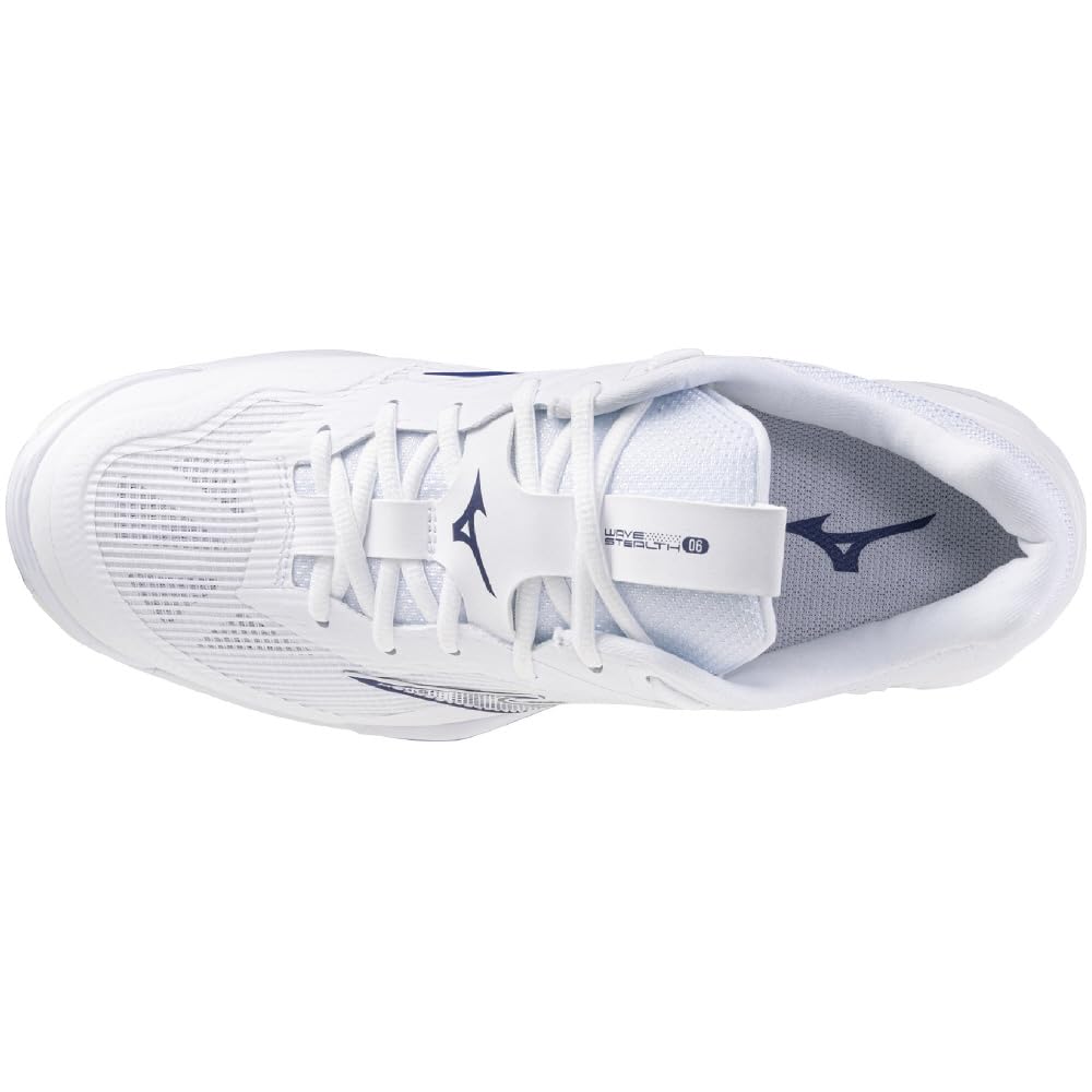 Mizuno Wave Stealth 6 Handball Club Wide White x Size 2E Shoes, Activities, Width, Lightweight, Indoor, Navy, 26.0 cm,