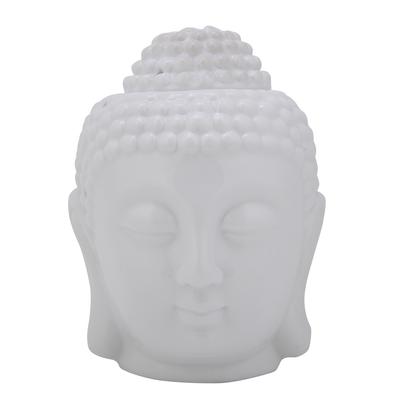White Buddha Head Shaped Essential Oil Burner Incense Diffuser Candle Holder
