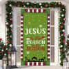 1 ks Veselé Vánoce Kryt na dveře Banner Polyester Vzor Santa Clause pro Štědrý večer Novoroční sváteční párty Vchodové dveře Domácí nástěnná dekorace