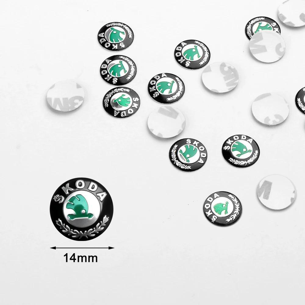 Car Sticker 10pcs/set 14MM Metal Car Remote Key Logo Sticker For Skoda Octavia 3 2 A5 A7 A2 Superb 3 Fabia 2 Karoq Rapid Kamiq V