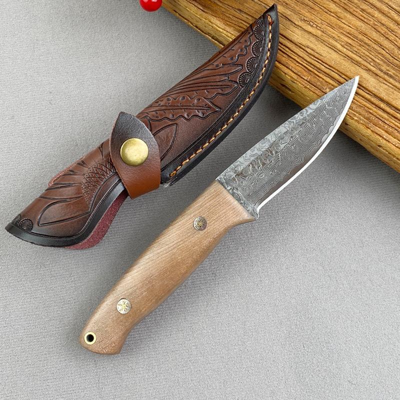 Damascus Knife Boning Meat Cutting Fruit Vegetables Kitchen Knives Damascus Steel Wooden Handle Utility Knives Chef Cooking Tool