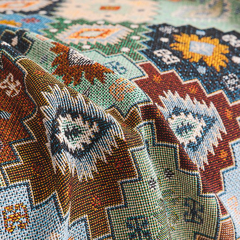 Bohemian Durable Fringe Sofa Towel Ethnic Style Printed Skin-Friendly Knee Blanket Four Season Universal Chenille Home Textile