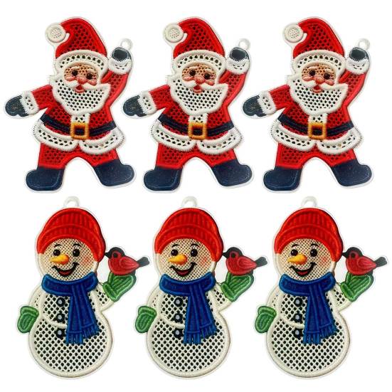 Yousheng Christmas Ornaments 2D Acrylic Snowman Santa Claus Hanging Ornament with Stitching Texture for Winter Holiday Tree Decor